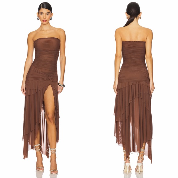 Danielle Guizio Dresses & Skirts - GUIZIO Lyla Twist Dress in Brown
